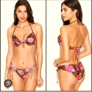 VICTORIA'S SECRET Bikini CHEETAH PEONY NWOT 38C and scrappy bikini XL NWT